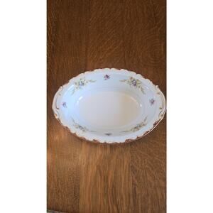 Vintage 11" Harmony House Wembley Fine China Oval Serving Bowl Floral Gold Trim